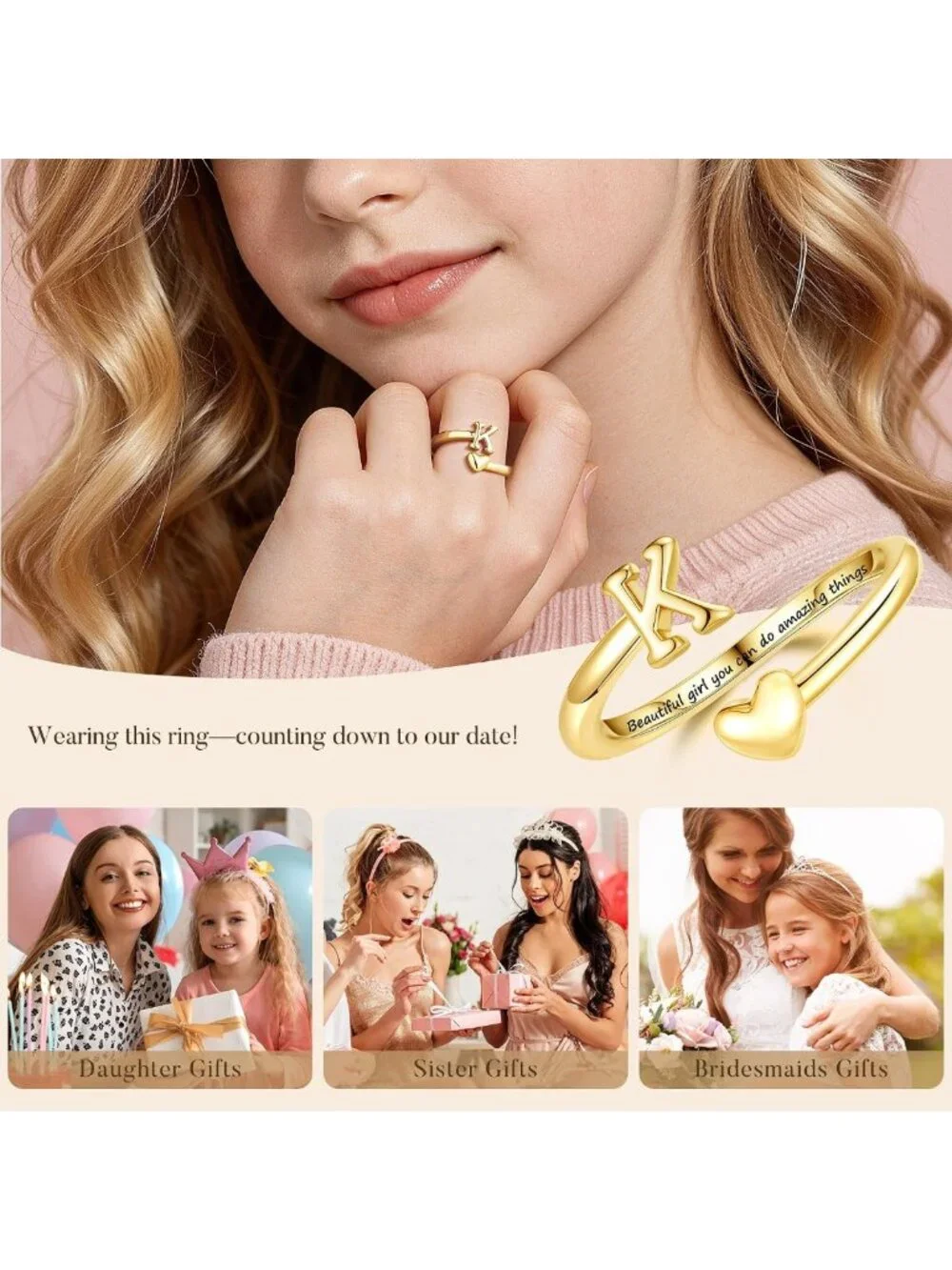 Trendy Initial Heart Rings for Teen Girls & Kids - Perfect Gift Idea!